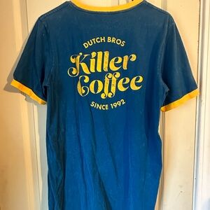 Dutch Bros Vibrant Blue Tee with Yellow Highlights